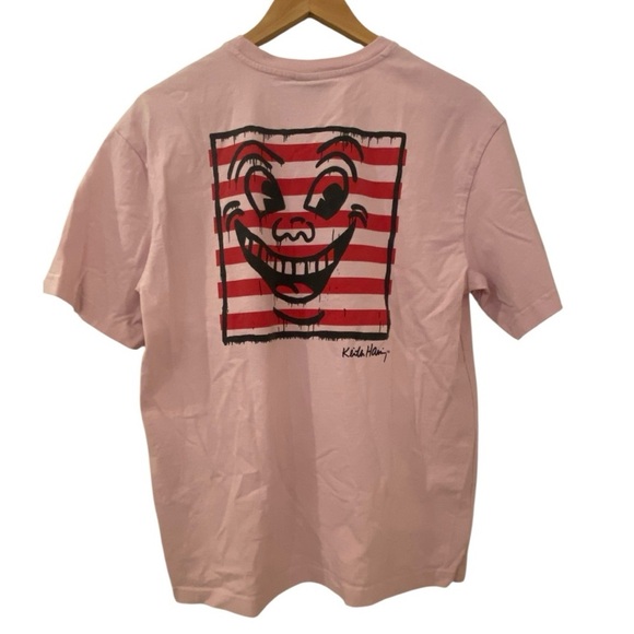 H&M x Keith Haring Pink Smiling Face Graphic T-Shirt - Picture 1 of 5
